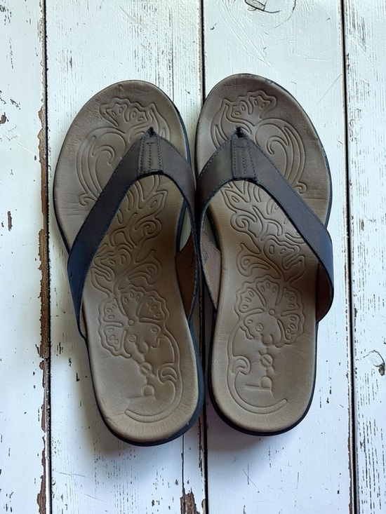 boc Shoes - b.o.c Born Concept Brown Leather Flip Flop Sandals Womens Size 7M Comfort Floral